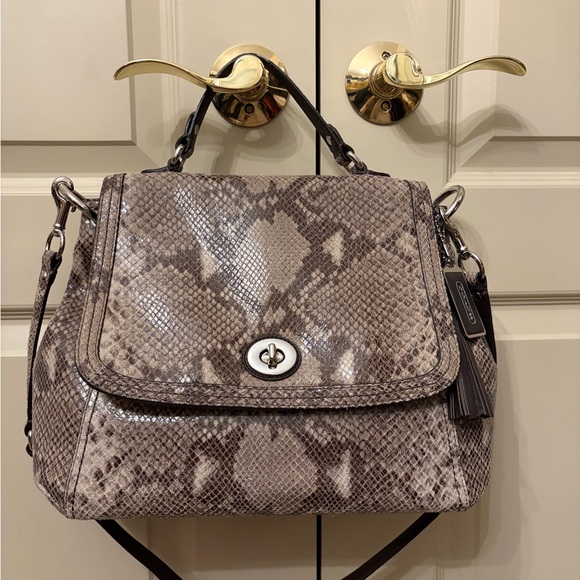 Coach Snakeskin Shoulder Bag - Tan and Brown